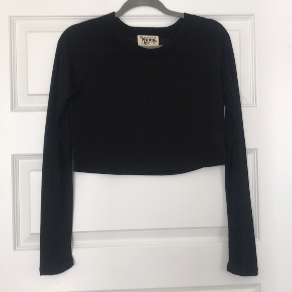 Show Me Your Mumu Black Long-sleeve Crop Top